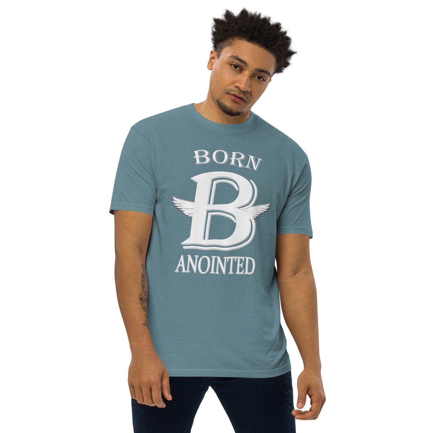 Born Anointed "Monogram" Men’s premium heavyweight tee