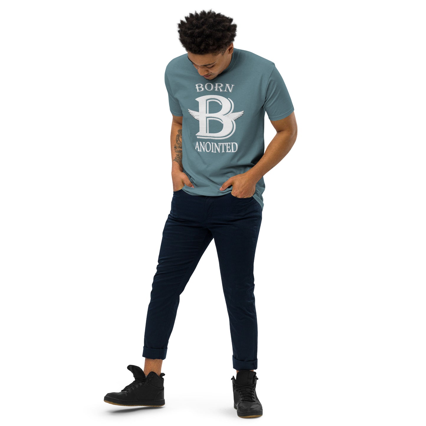 Born Anointed "Monogram" Men’s premium heavyweight tee