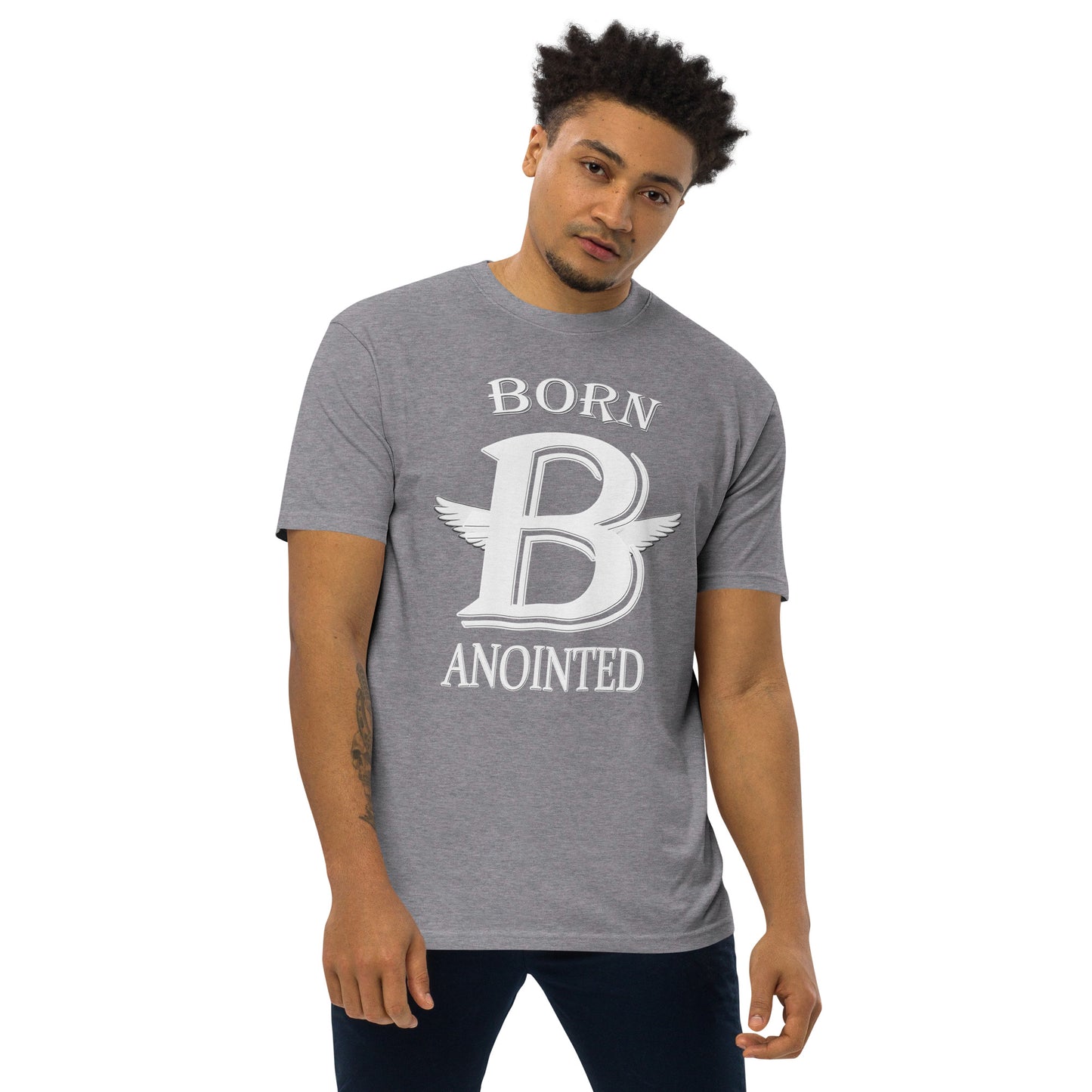 Born Anointed "Monogram" Men’s premium heavyweight tee