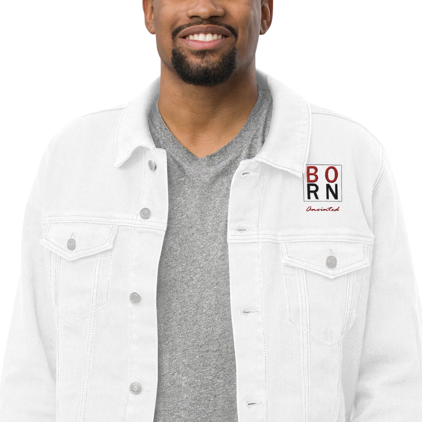 Bon Anointed "Varsity Red" Unisex denim jacket