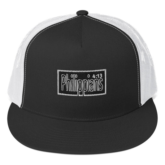 Philippians 4:13 Block Embroidered Trucker Cap