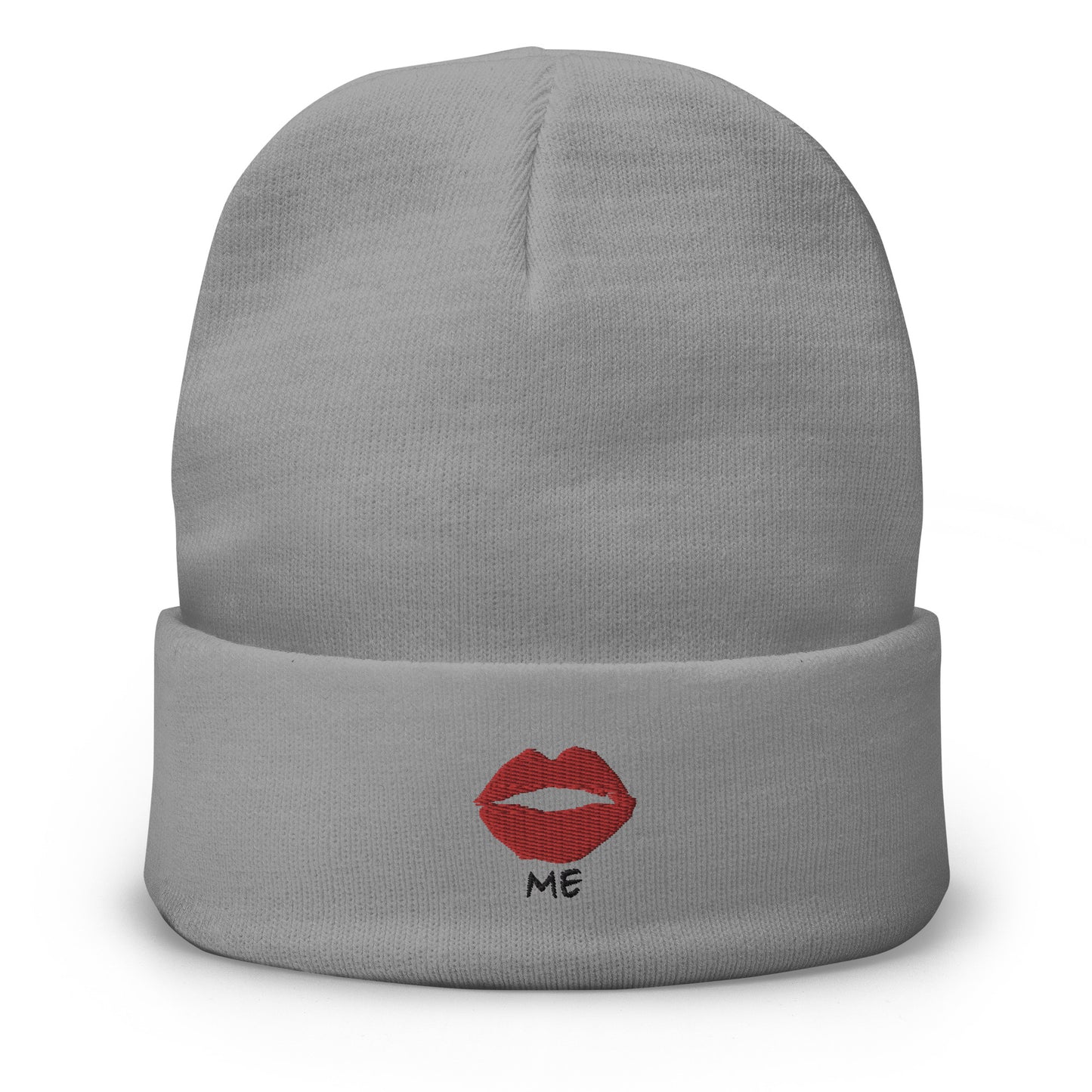 Kiss Me "Red Lip" Embroidered Beanie