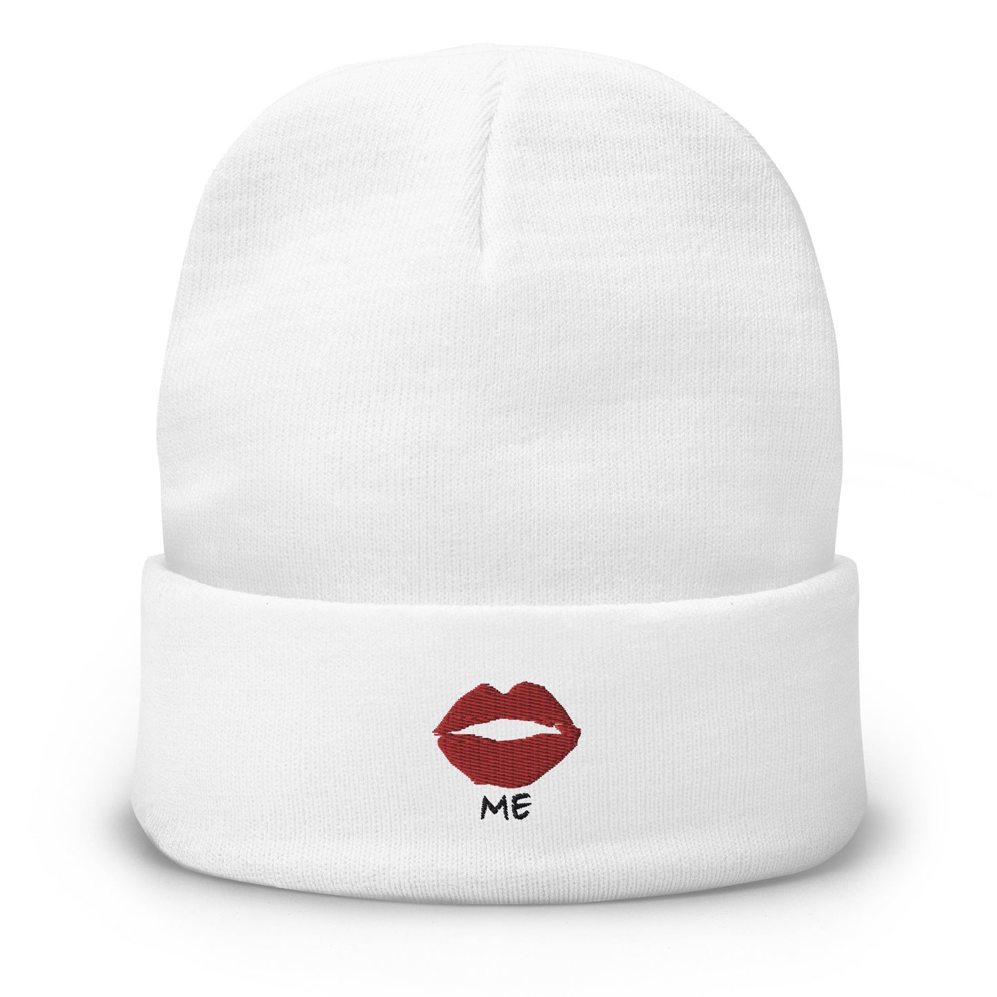 Kiss Me "Red Lip" Embroidered Beanie