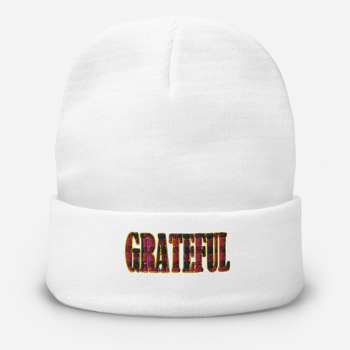 Bred "Grateful" Plaid Embroidered Beanie