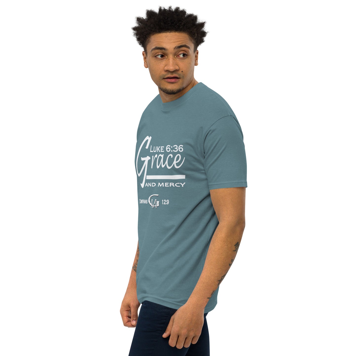 Grace and Mercy Men’s premium heavyweight tee