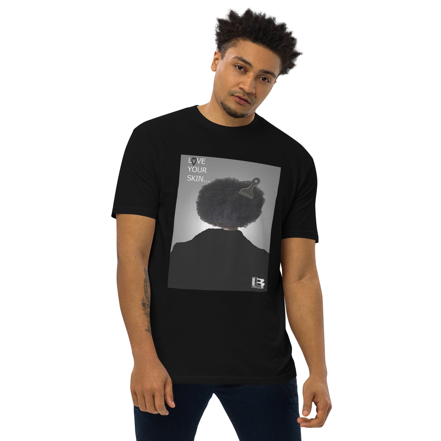 Black Like Me "Love Your Skin" Men’s premium heavyweight tee