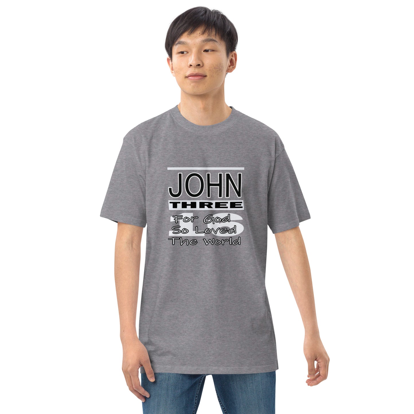 John 3:16 Men’s premium heavyweight tee