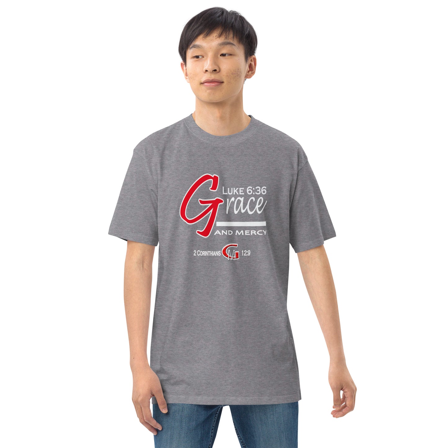 Grace and Mercy "Luke 6:36" Men’s premium heavyweight tee