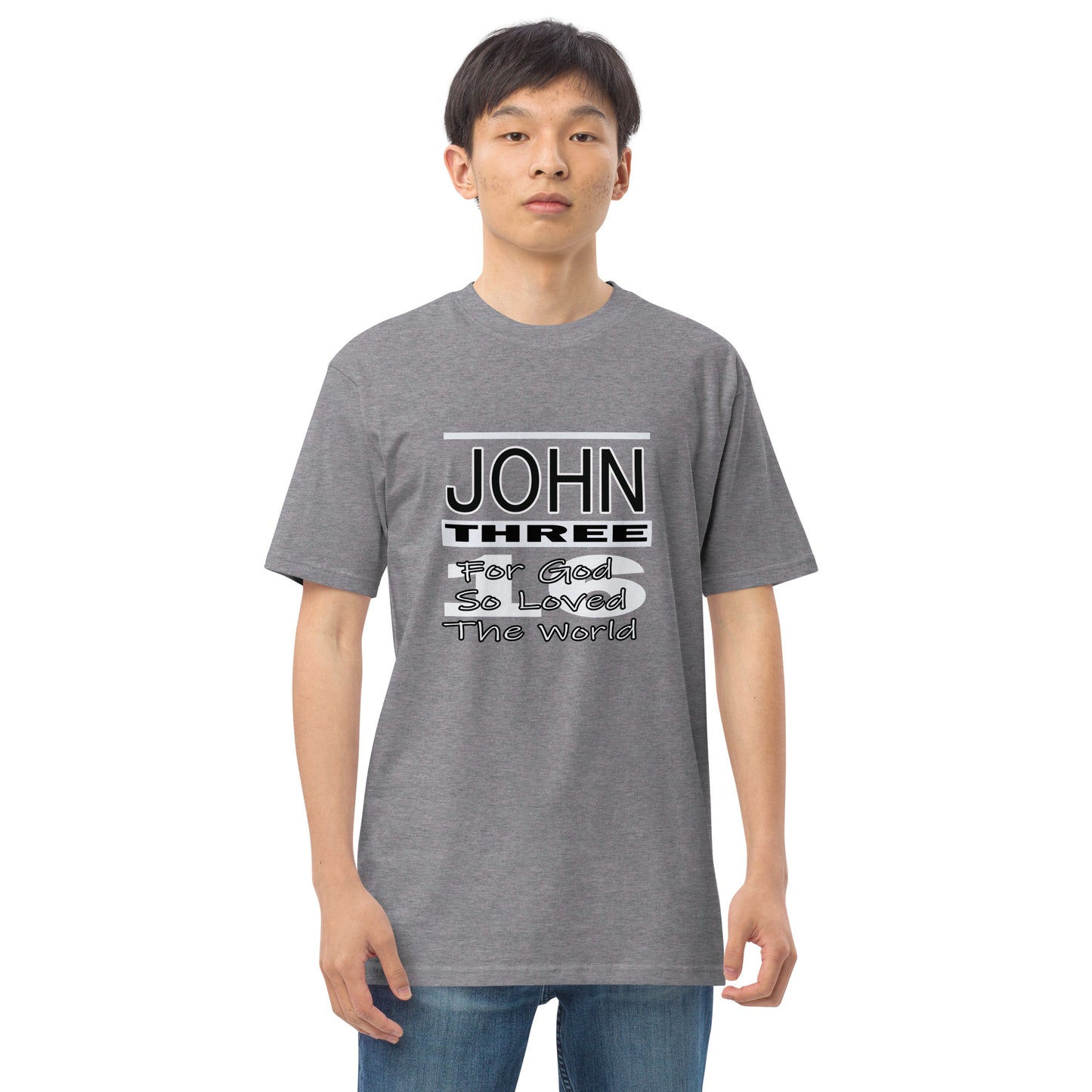 John 3:16 Men’s premium heavyweight tee