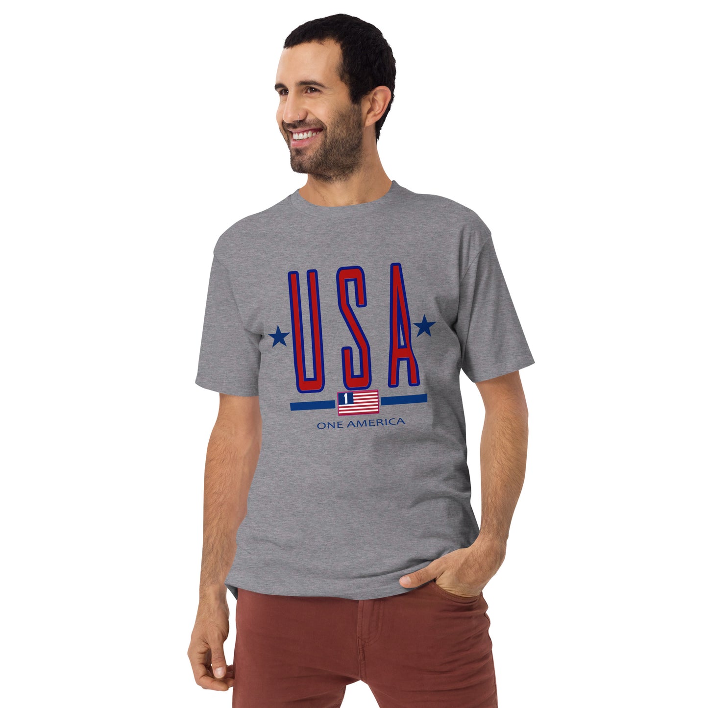 One America "USA" Men’s premium heavyweight tee