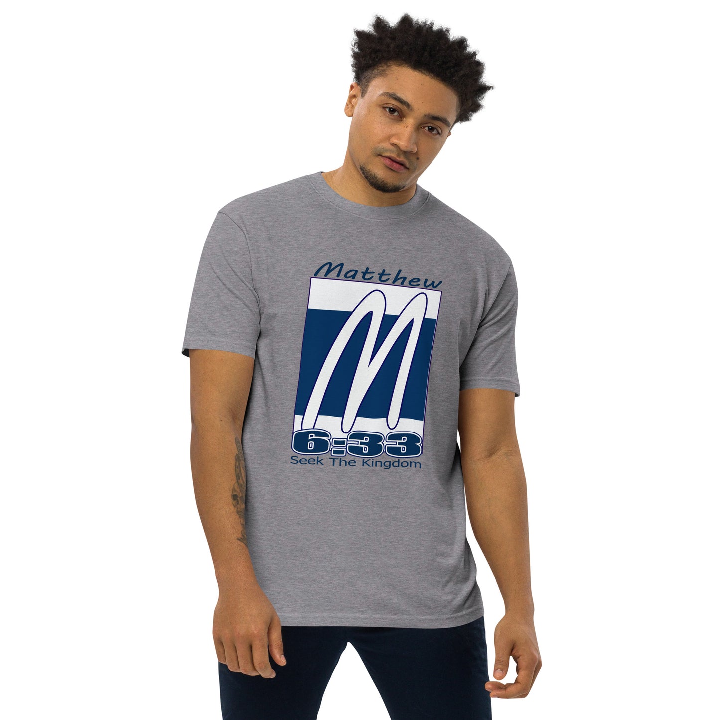 Matthew 6:33 "Kingdom" Men’s premium heavyweight tee