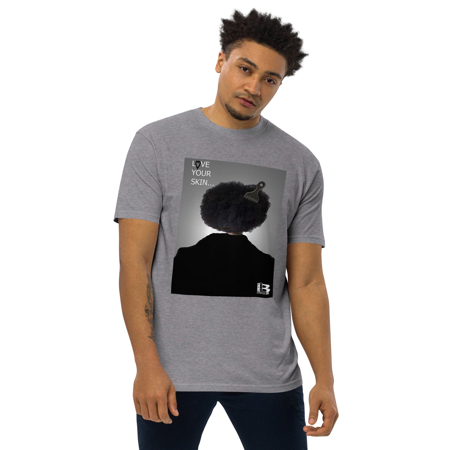 Black Like Me "Love Your Skin" Men’s premium heavyweight tee