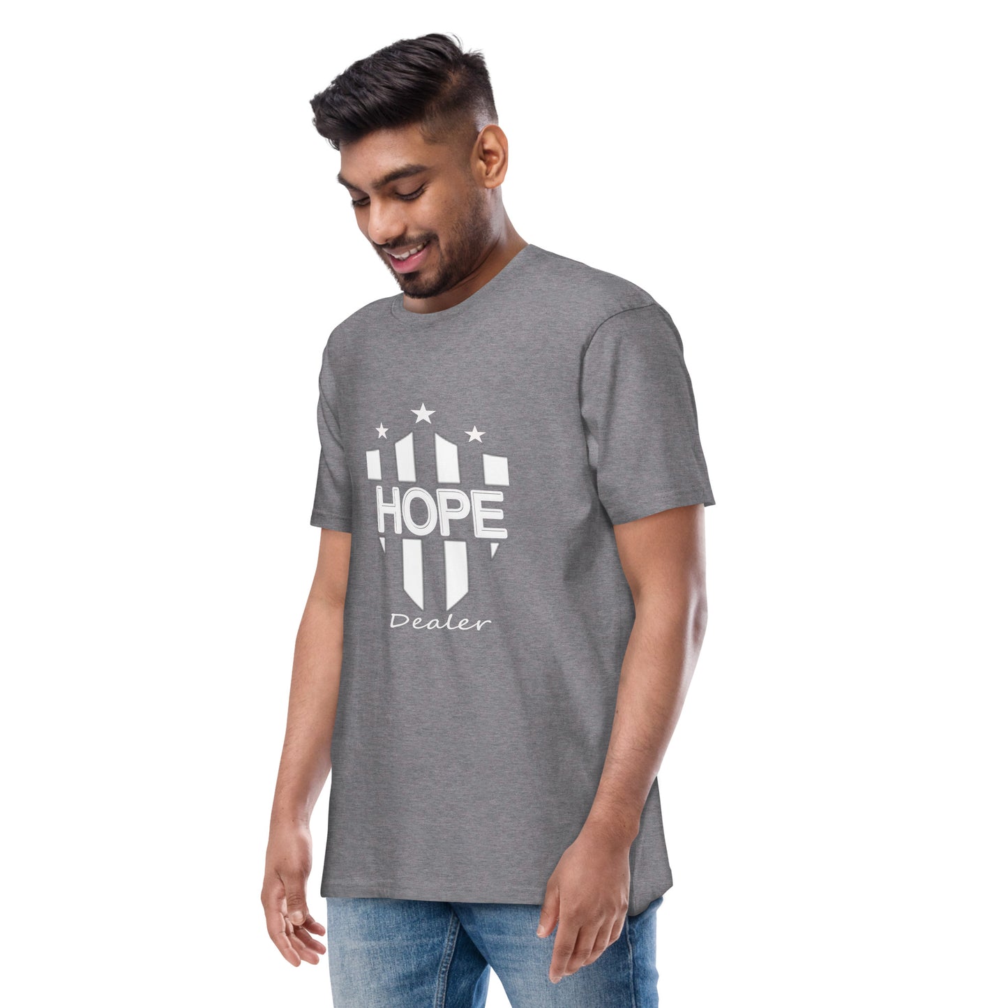 Hope Dealer "Wht Shield" Men’s premium heavyweight tee