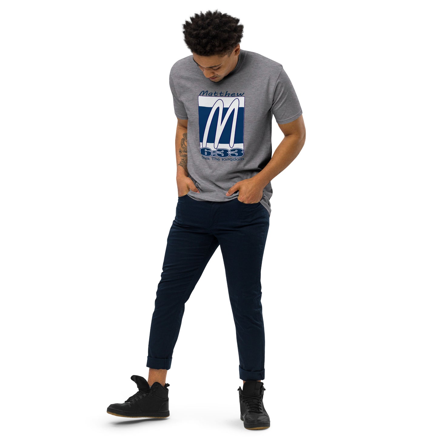 Matthew 6:33 "Kingdom" Men’s premium heavyweight tee