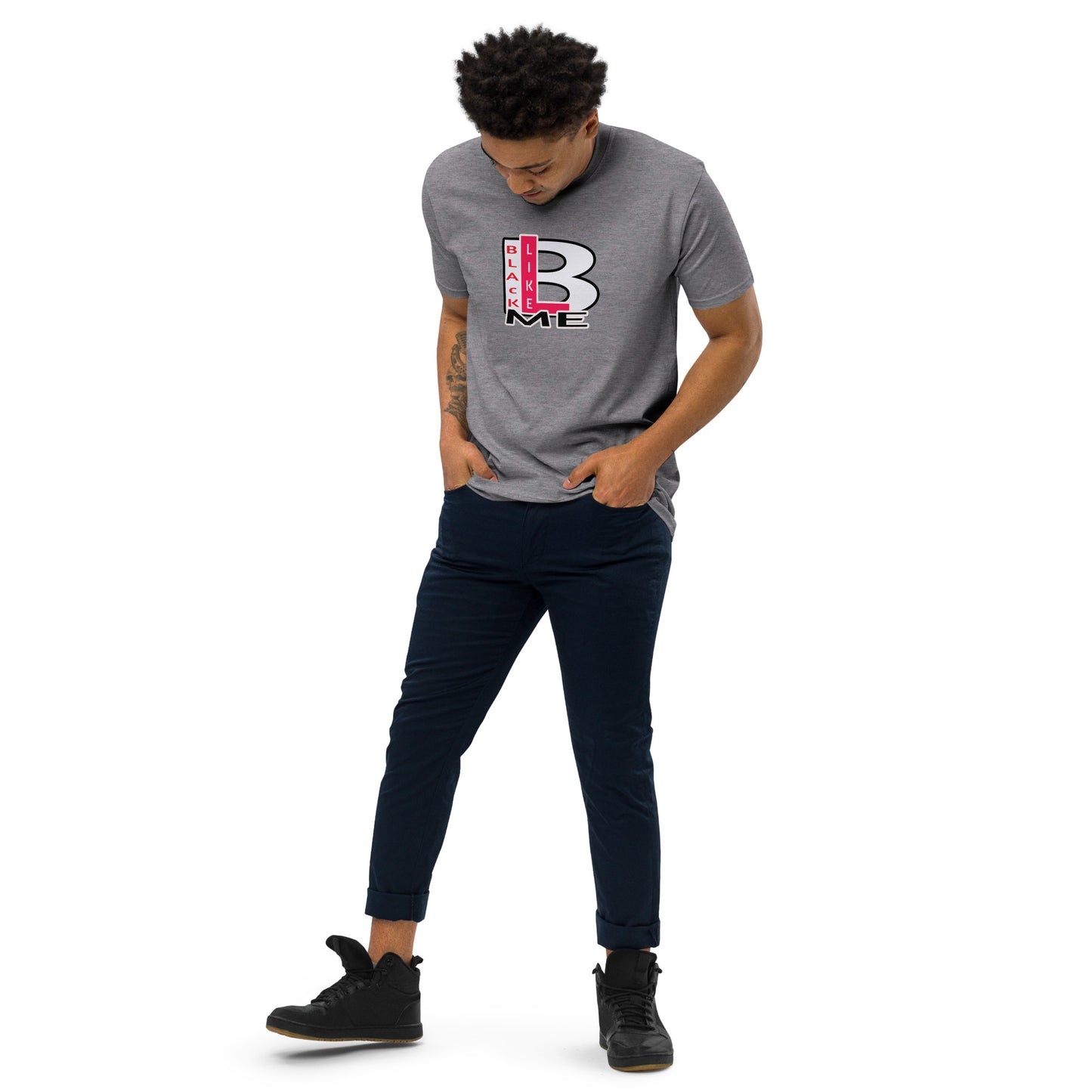 Black Like Me "Uncaged" RedBlkWht Men’s premium heavyweight tee