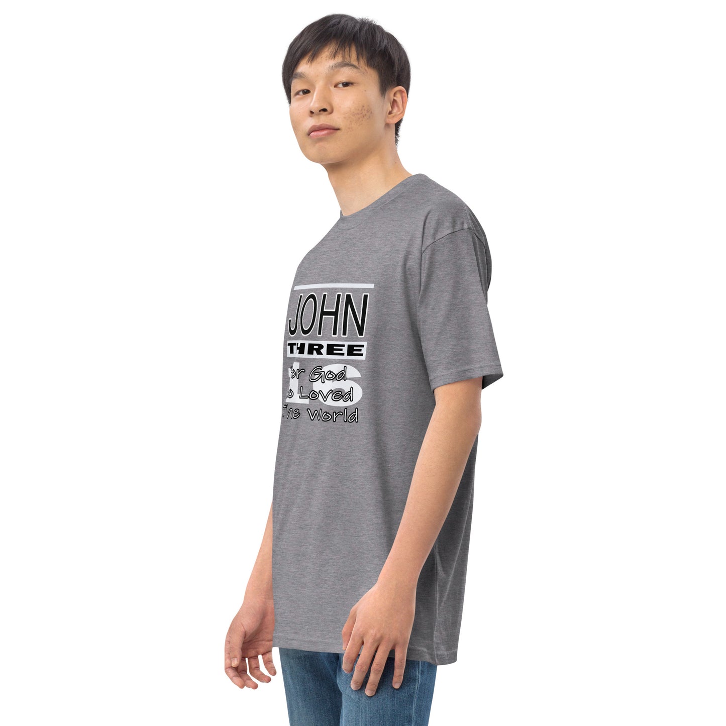 John 3:16 Men’s premium heavyweight tee