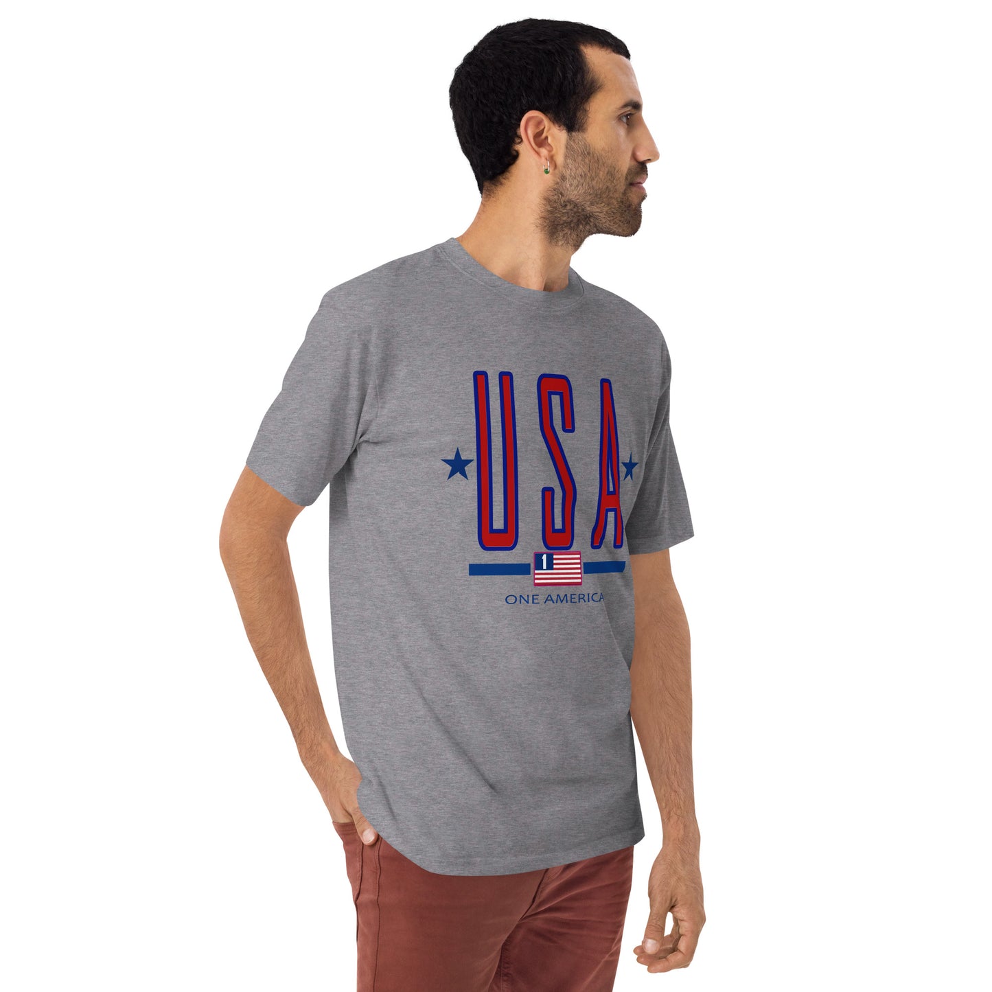 One America "USA" Men’s premium heavyweight tee