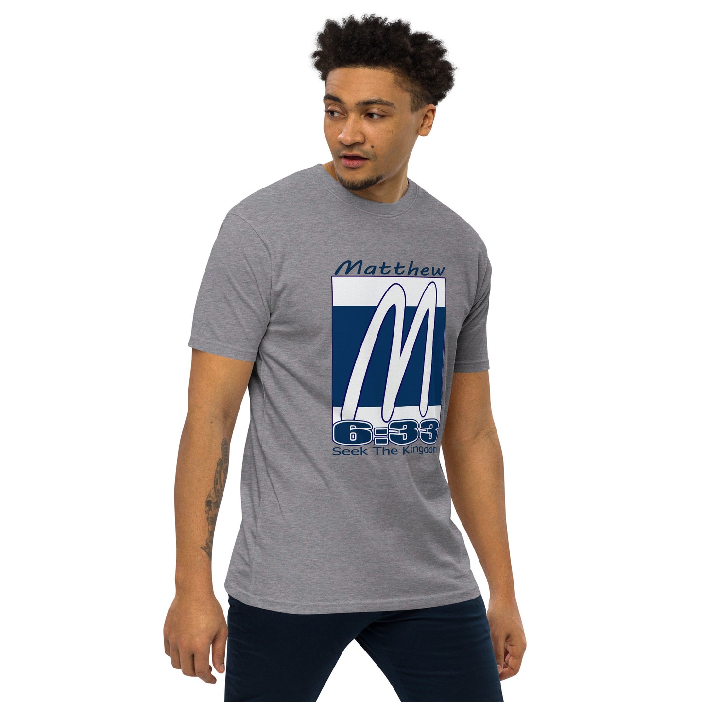 Matthew 6:33 "Kingdom" Men’s premium heavyweight tee