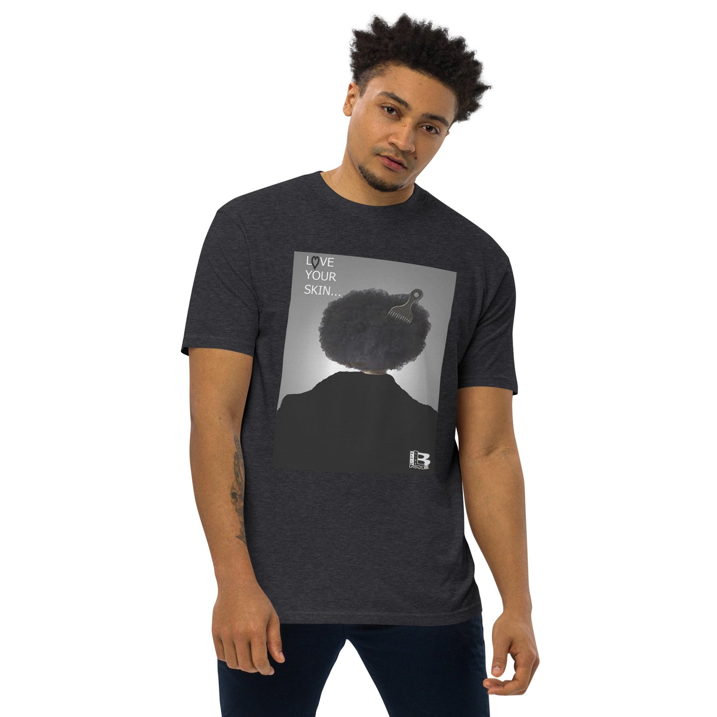 Black Like Me "Love Your Skin" Men’s premium heavyweight tee