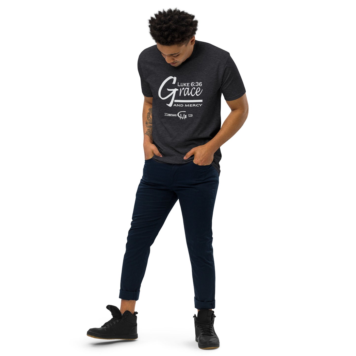 Grace and Mercy Men’s premium heavyweight tee