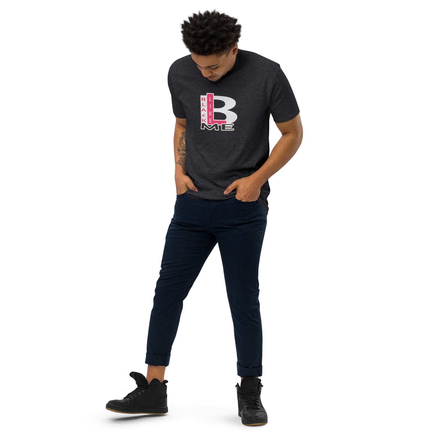 Black Like Me "Uncaged" RedBlkWht Men’s premium heavyweight tee