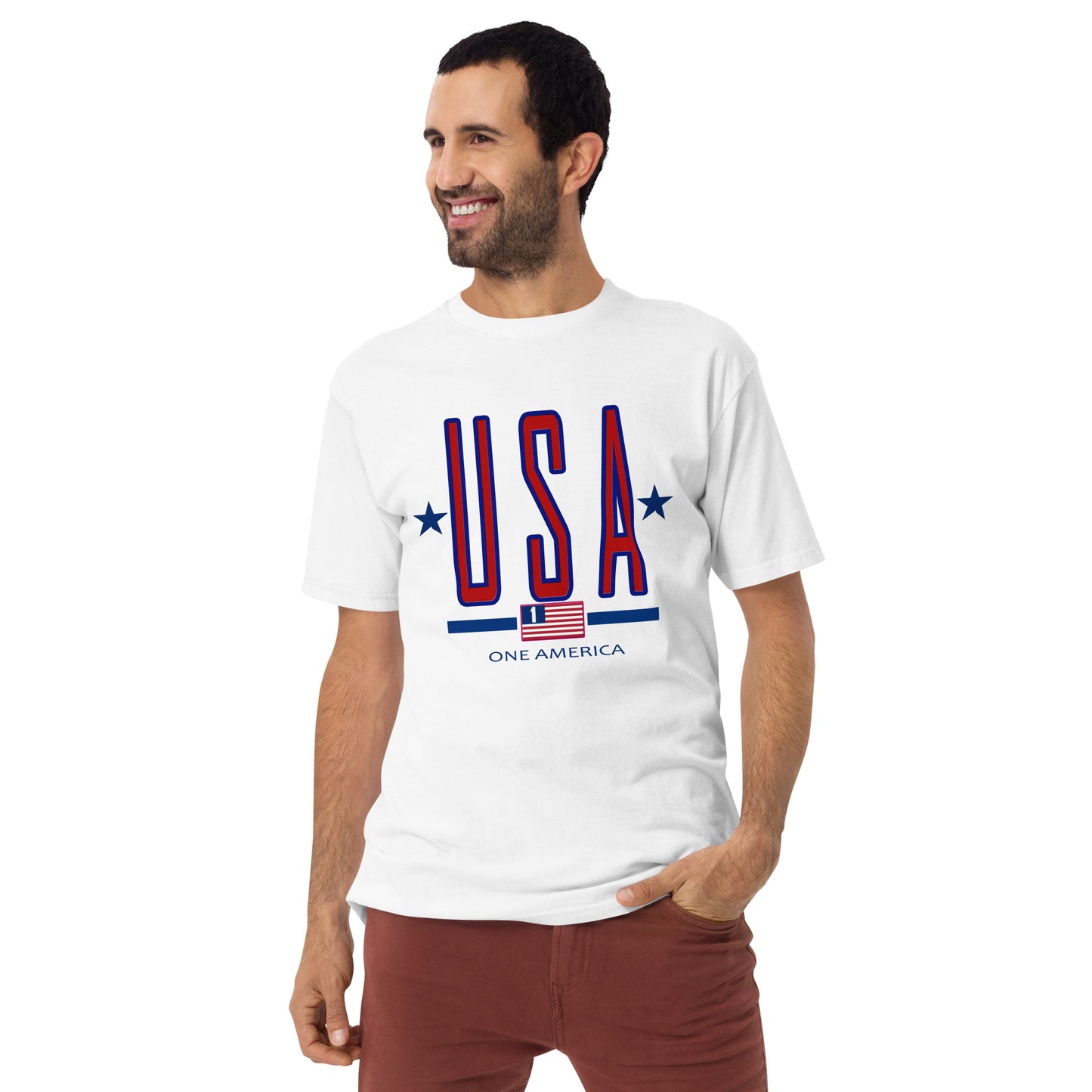 One America "USA" Men’s premium heavyweight tee