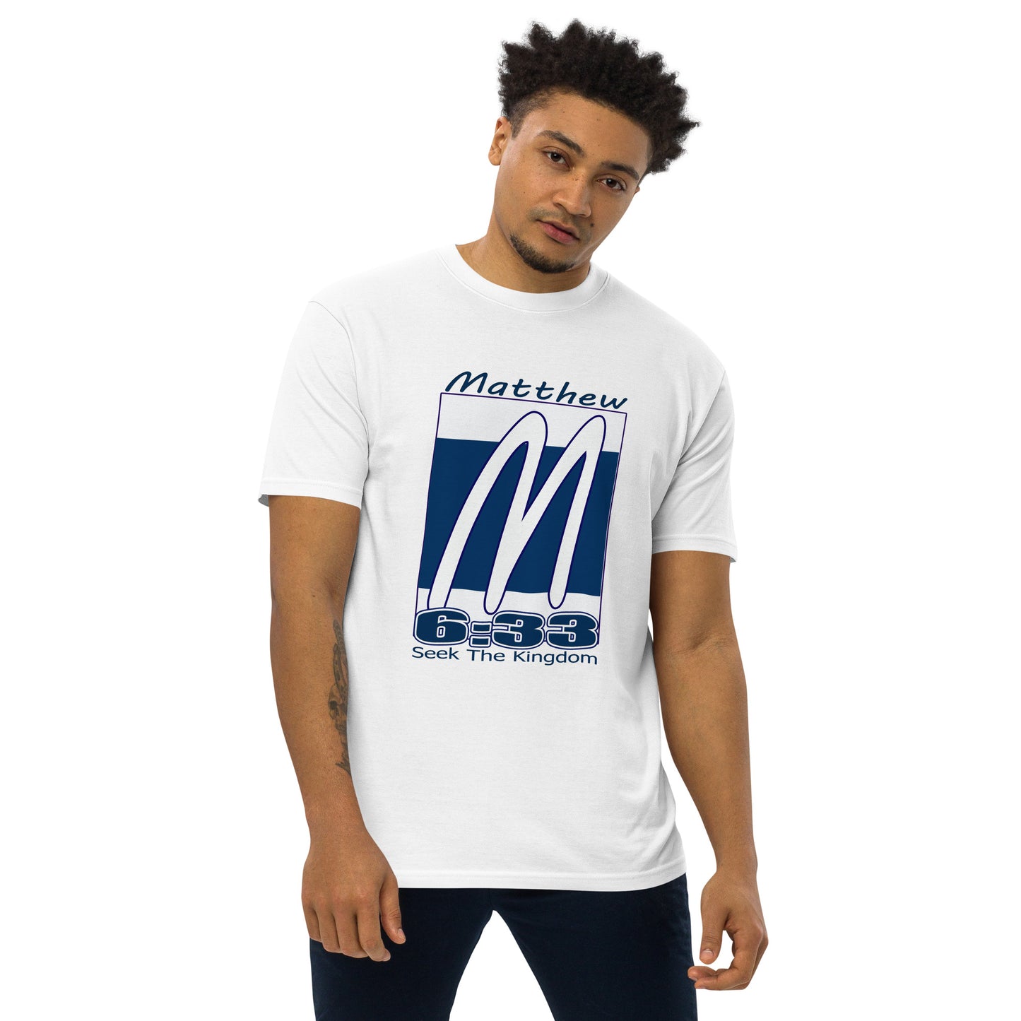 Matthew 6:33 "Kingdom" Men’s premium heavyweight tee