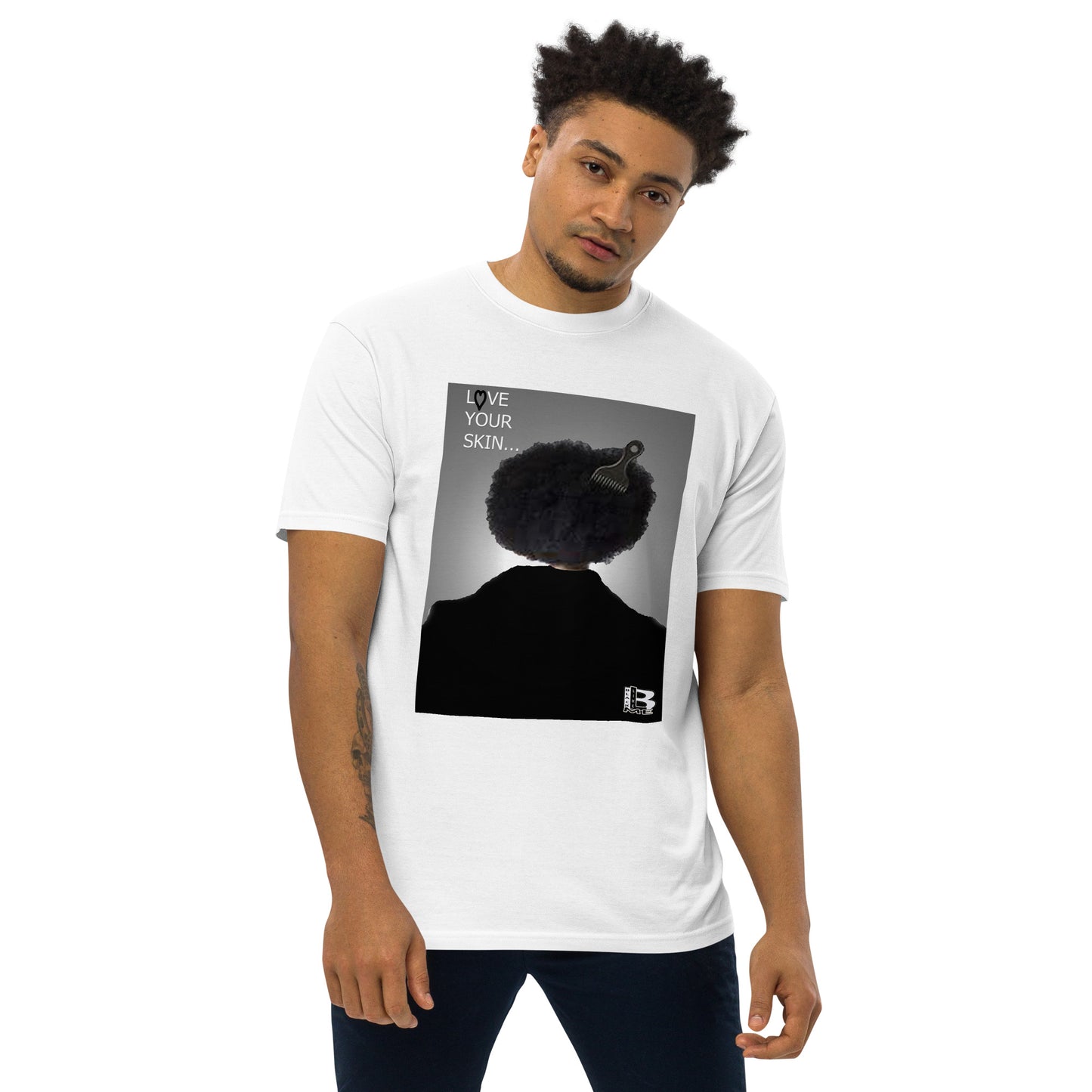 Black Like Me "Love Your Skin" Men’s premium heavyweight tee