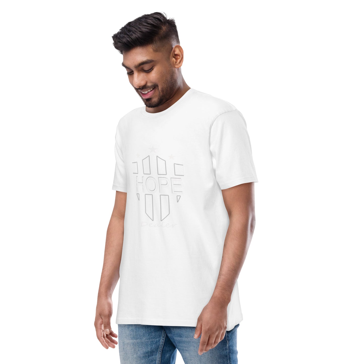 Hope Dealer "Wht Shield" Men’s premium heavyweight tee