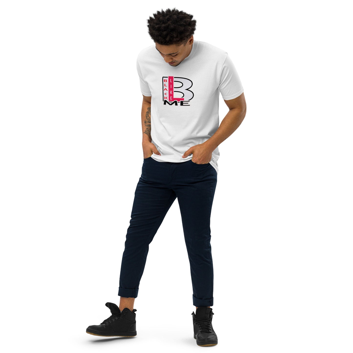 Black Like Me "Uncaged" RedBlkWht Men’s premium heavyweight tee