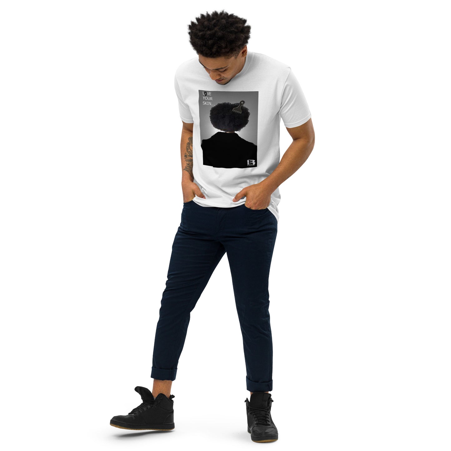 Black Like Me "Love Your Skin" Men’s premium heavyweight tee