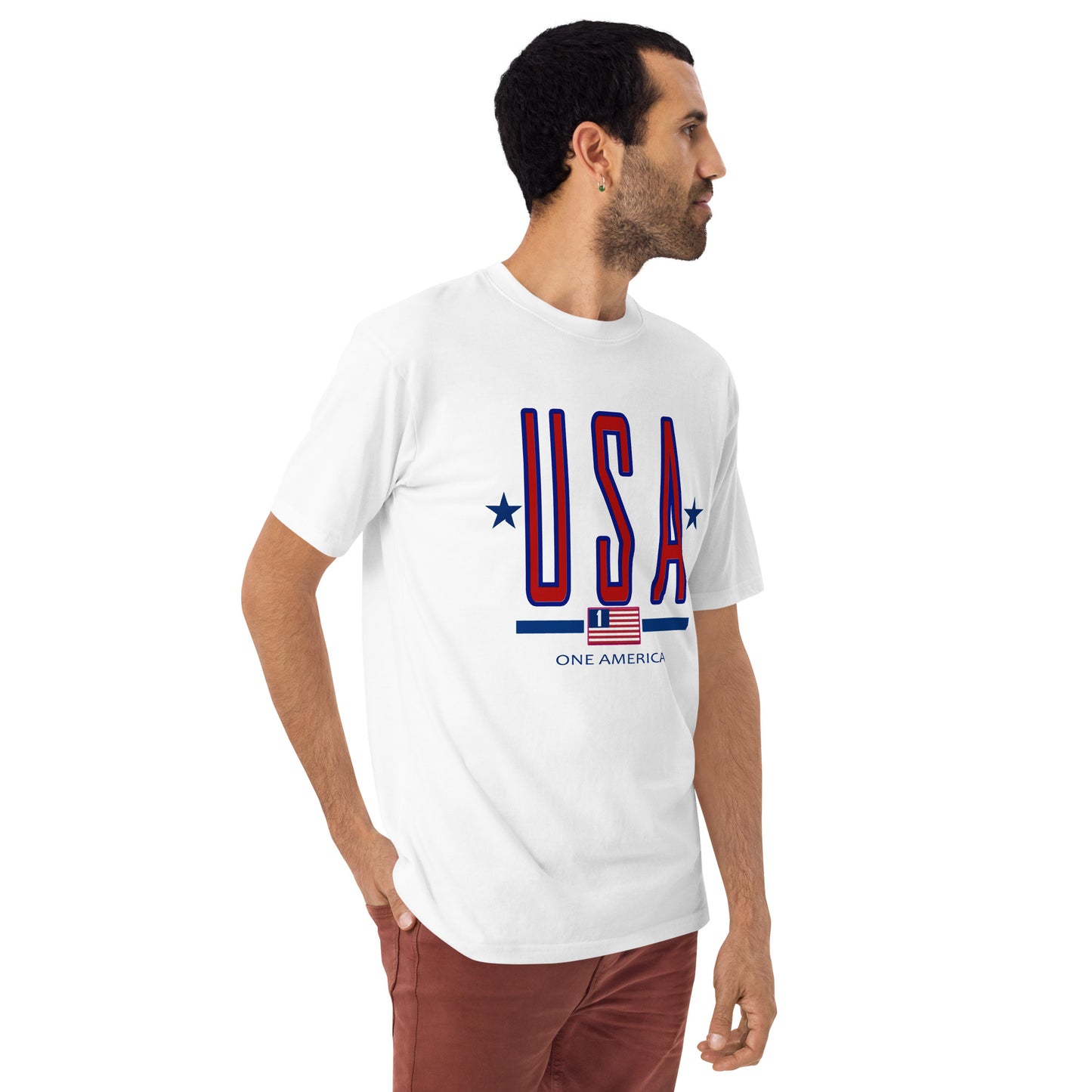 One America "USA" Men’s premium heavyweight tee