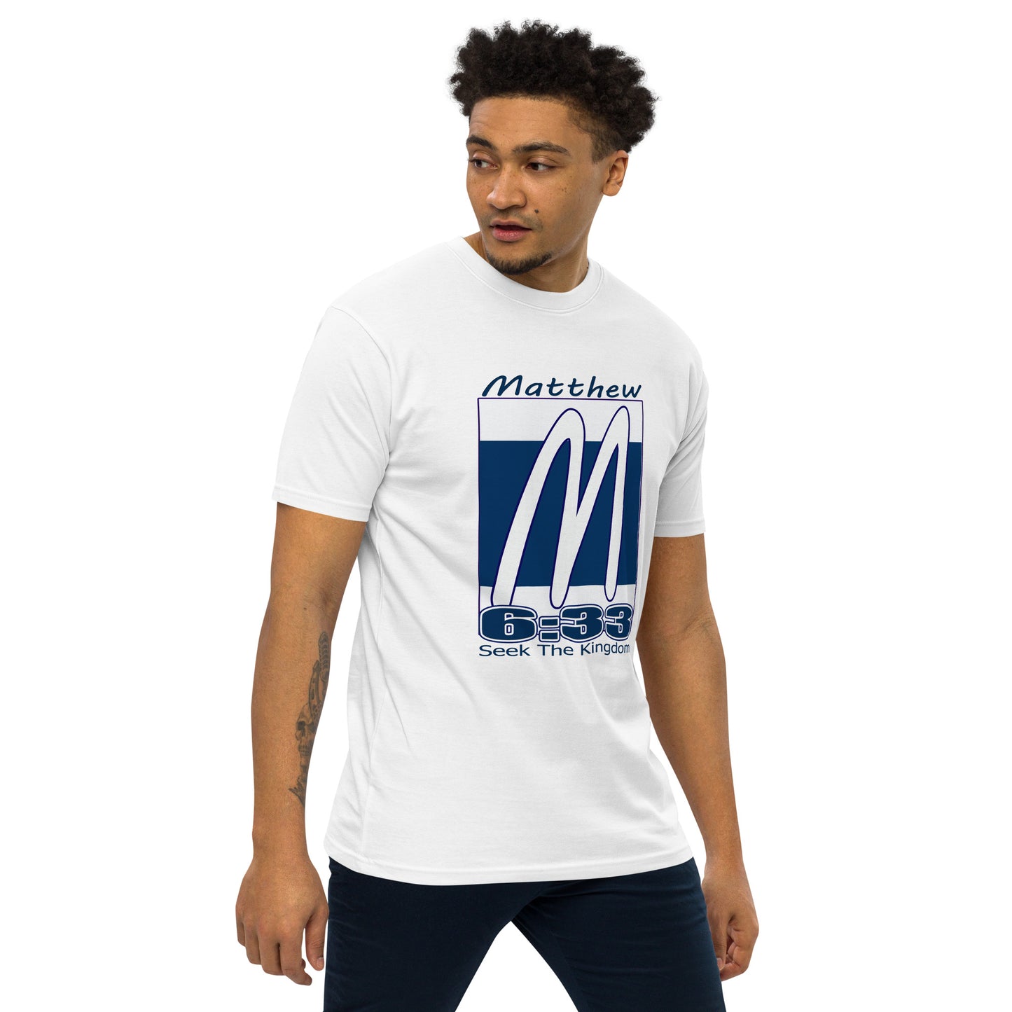 Matthew 6:33 "Kingdom" Men’s premium heavyweight tee