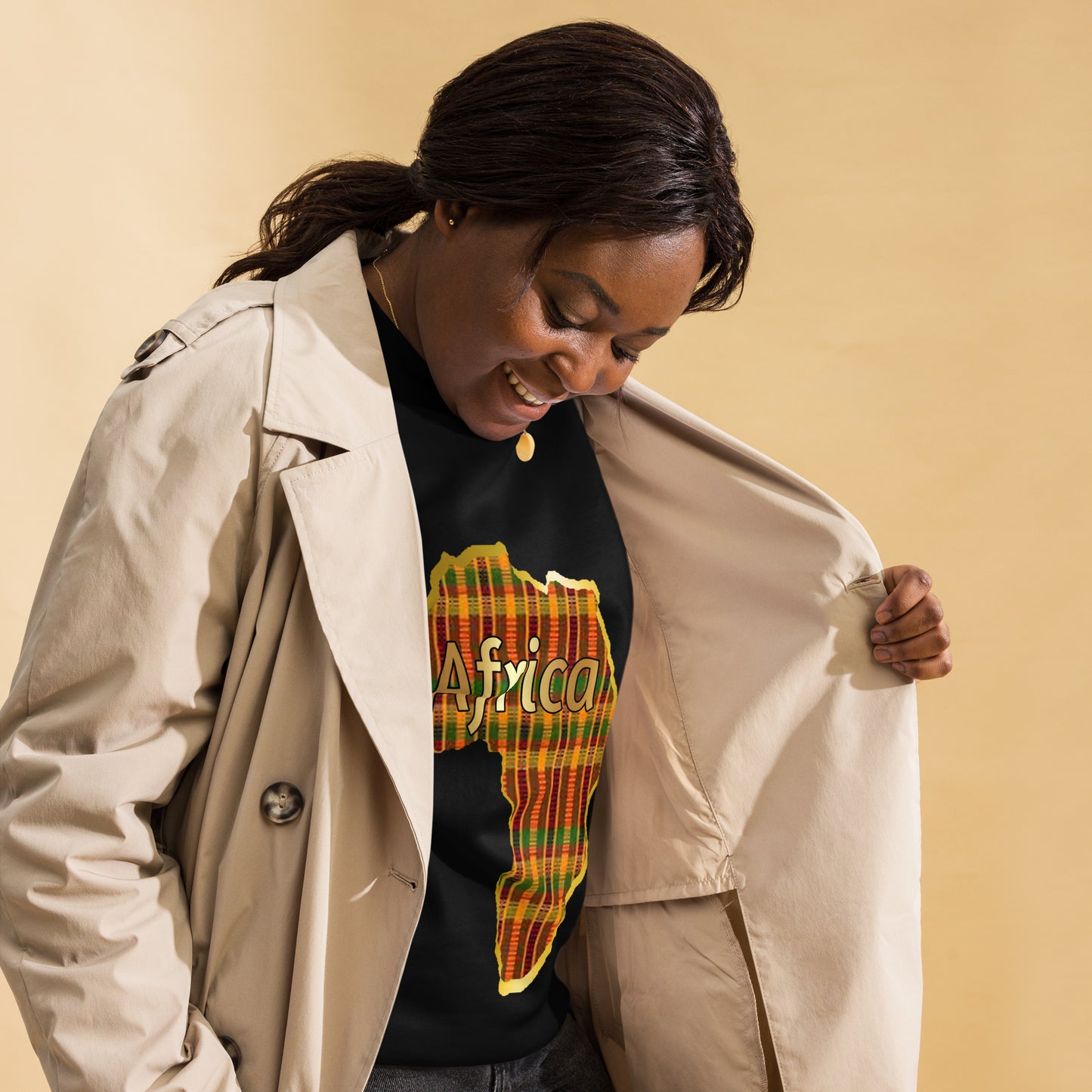 Africa "Kente continent" Gold trim Unisex Premium Sweatshirt