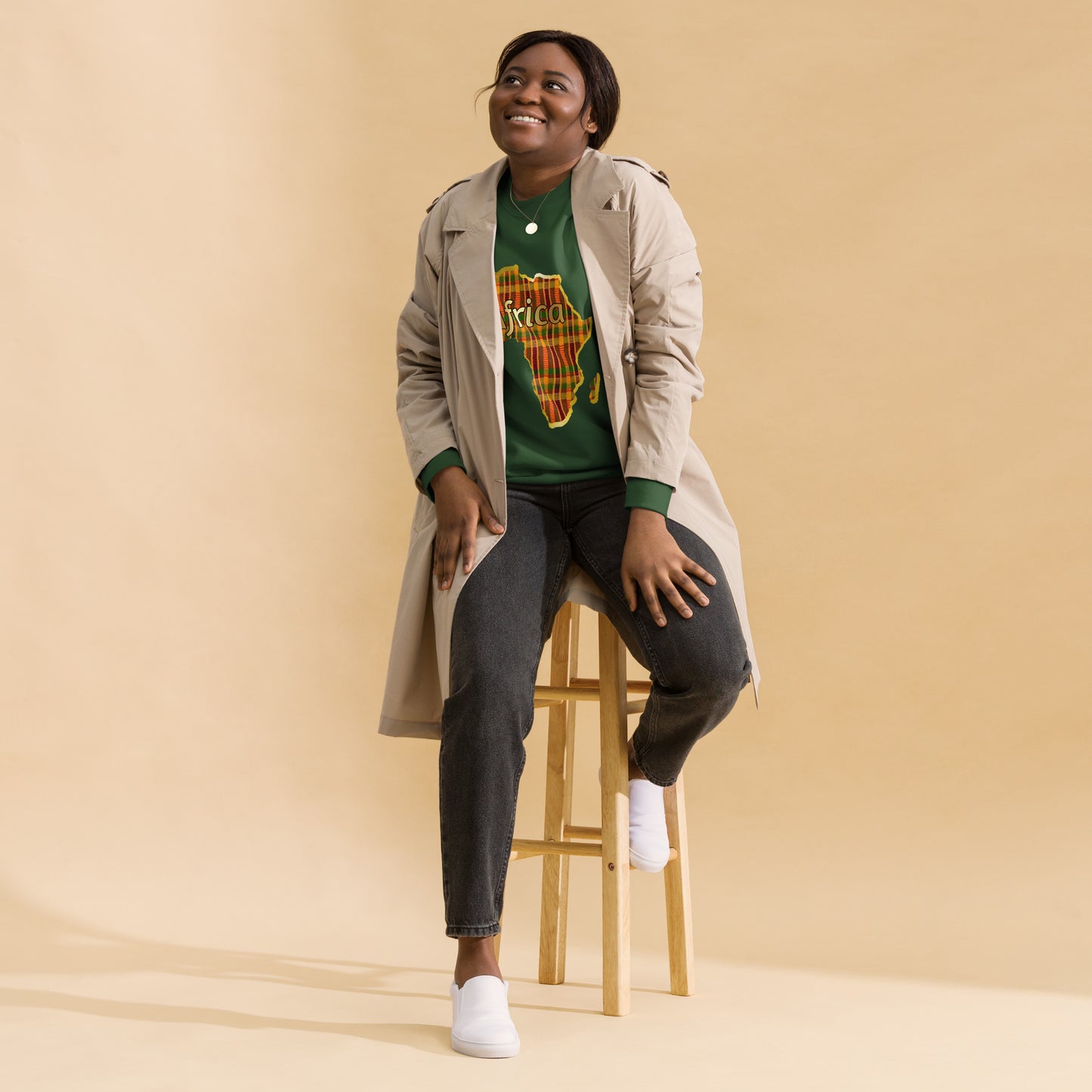 Africa "Kente continent" Gold trim Unisex Premium Sweatshirt