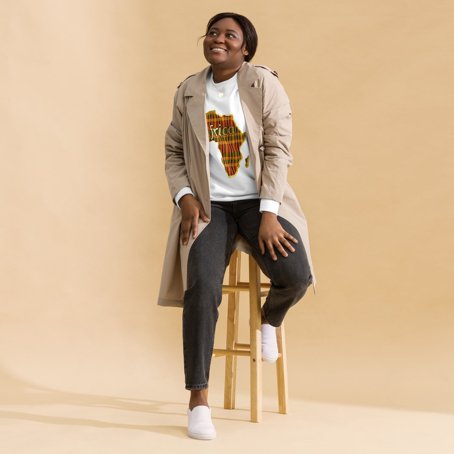 Africa "Kente continent" Gold trim Unisex Premium Sweatshirt