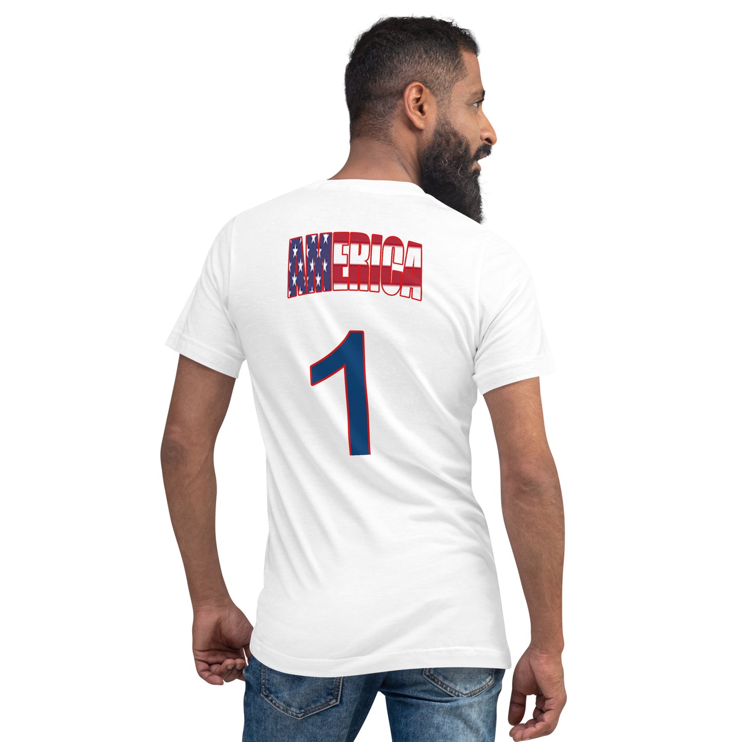 USA "One America" Unisex Short Sleeve V-Neck T-Shirt