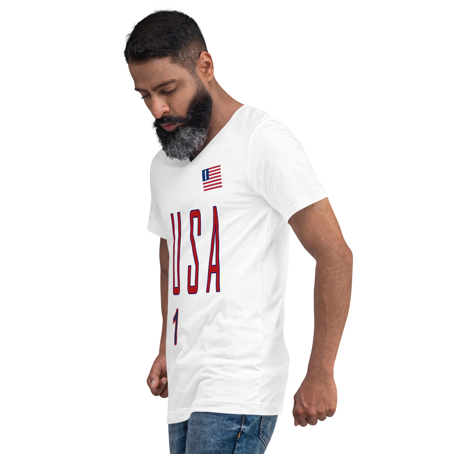 USA "One America" Unisex Short Sleeve V-Neck T-Shirt