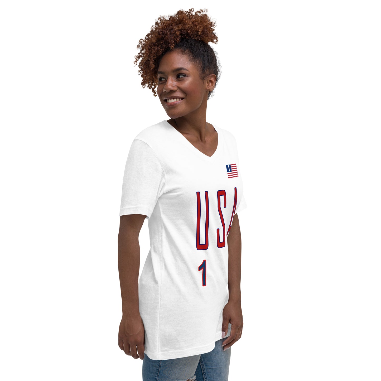 USA "One America" Unisex Short Sleeve V-Neck T-Shirt