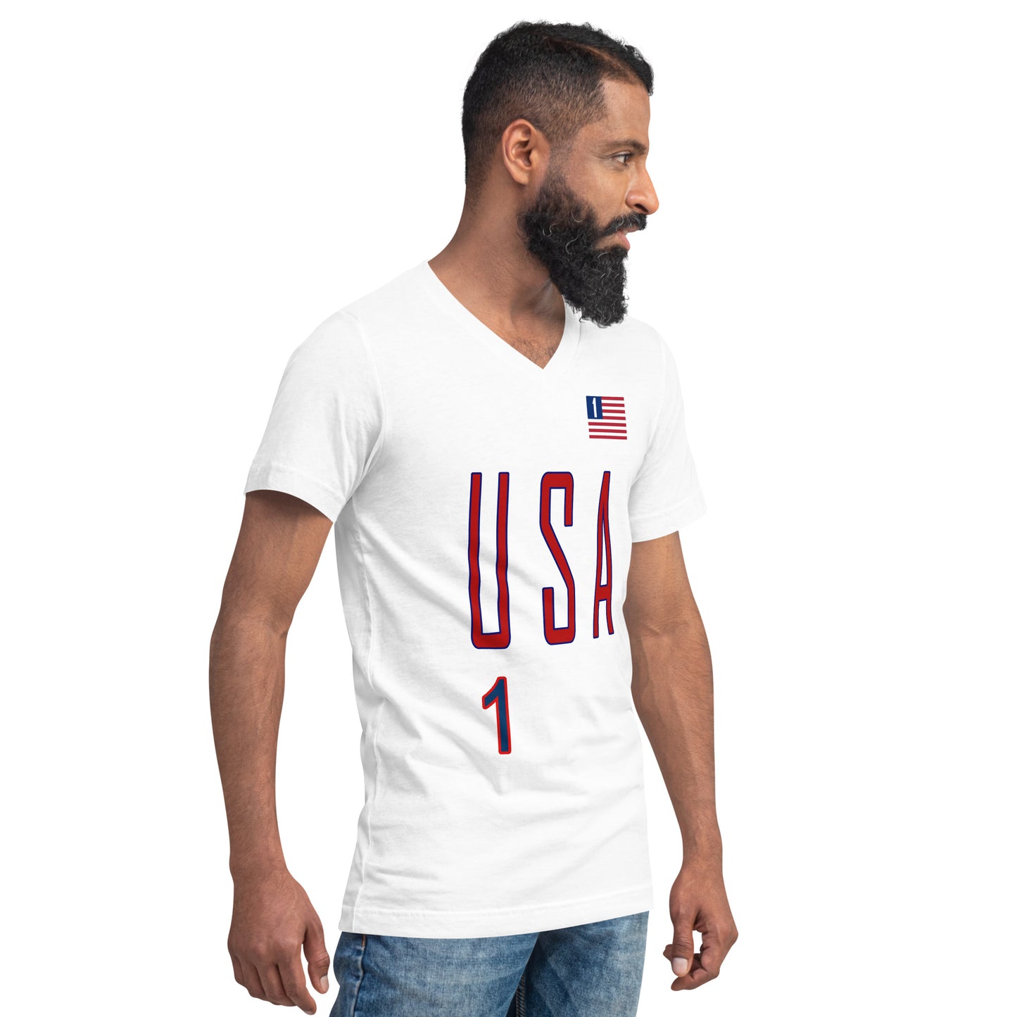 USA "One America" Unisex Short Sleeve V-Neck T-Shirt